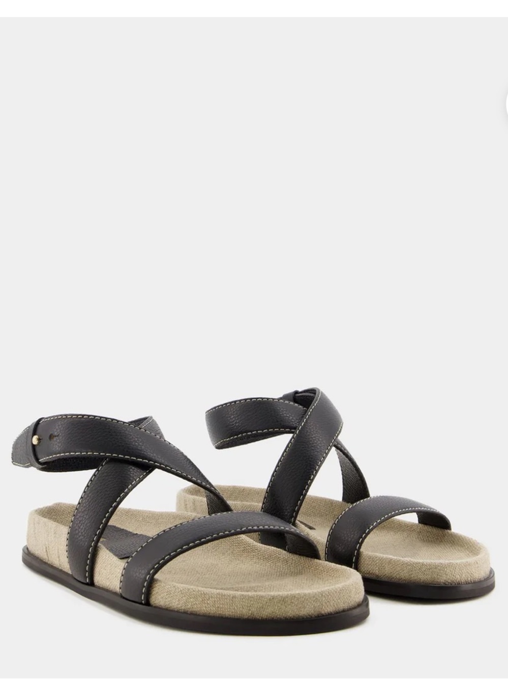 Toteme//Black Leather Cross-Strap Sandals